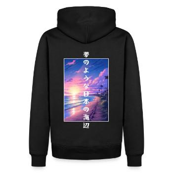 Vintage Dreamy Beach Japanese Lo Fi Aesthetic Beac - Männer Premium Bio Hoodie - Schwarz - Hinten - Nico (187cm)