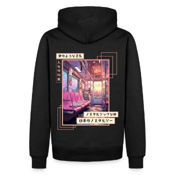 Japanese Aesthetic Subway Streetwear Vaporwave Ret - Männer Premium Bio Hoodie - Schwarz - Hinten - Nico (187cm)