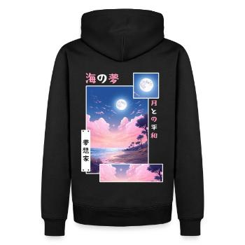 Vintage Japanese Vaporwave Dreamy Ocean Lofi Stree - Männer Premium Bio Hoodie - Schwarz - Hinten - Nico (187cm)