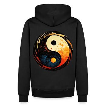 Yin Yang - Männer Premium Bio Hoodie - Schwarz - Hinten - Nico (187cm)