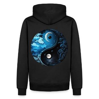 Yin Yang Mond - Männer Premium Bio Hoodie - Schwarz - Hinten - Nico (187cm)