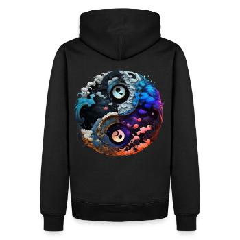 Yin Yang - Männer Premium Bio Hoodie - Schwarz - Hinten - Nico (187cm)