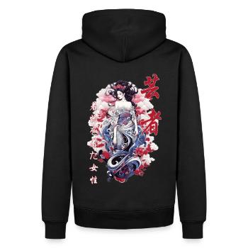 Japanese Woman Japan Streetwear Vaporwave Harajuku - Männer Premium Bio Hoodie - Schwarz - Hinten - Nico (187cm)