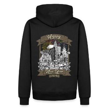 Happy New Year Dornbirn Vorarlberger Ländle City - Männer Premium Bio Hoodie - Schwarz - Hinten - Nico (187cm)