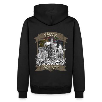 Happy New Year Dornbirn Vorarlberger Ländle City - Männer Premium Bio Hoodie - Schwarz - Hinten - Nico (187cm)