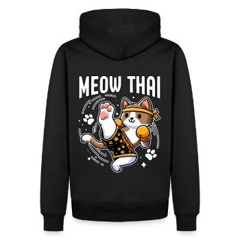 Miaou Chat Thaï - Sweat à capuche Premium bio Homme - noir - Dos - Nico (187cm)