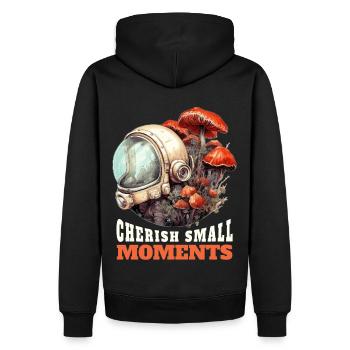 Cherish Small Moments Fungi Mushroom Astronaut Hel - Männer Premium Bio Hoodie - Schwarz - Hinten - Nico (187cm)