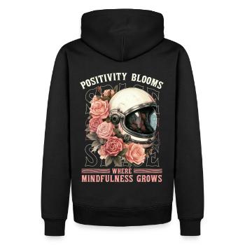 Positive Mindfulness Quote Floral Space Helmet Ast - Männer Premium Bio Hoodie - Schwarz - Hinten - Nico (187cm)