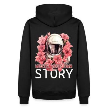 Floral Astronaut Space Lover Self Love Positivity - Männer Premium Bio Hoodie - Schwarz - Hinten - Nico (187cm)