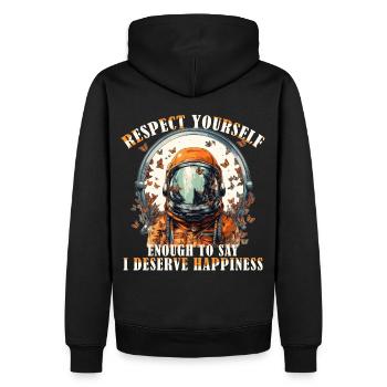Happiness Quote Astronaut Aesthetics Positive Mind - Männer Premium Bio Hoodie - Schwarz - Hinten - Nico (187cm)