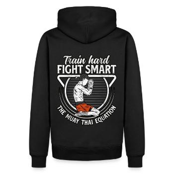 Entraînez-vous durement, combattez intelligemment, le Muay Thai : l’équation - Sweat à capuche Premium bio Homme - noir - Dos - Nico (187cm)