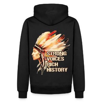 Strong Voices Rich History Indigenous Woman Native - Männer Premium Bio Hoodie - Schwarz - Hinten - Nico (187cm)