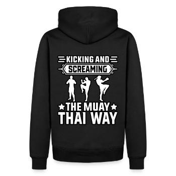 Donner des coups de pied et crier à la manière du Muay Thai - Sweat à capuche Premium bio Homme - noir - Dos - Nico (187cm)