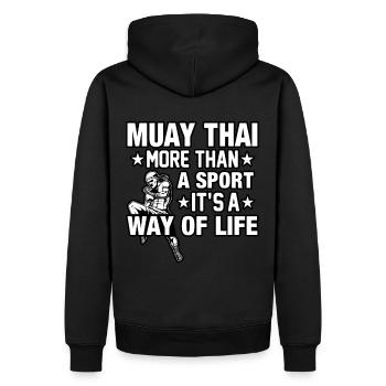Le Muay Thai plus qu’un sport, c’est un art de vivre - Sweat à capuche Premium bio Homme - noir - Dos - Nico (187cm)