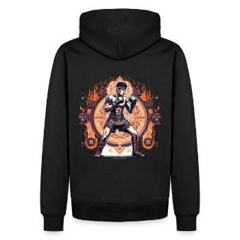 Muay Thaï - Sweat à capuche Premium bio Homme - noir - Dos - Nico (187cm)