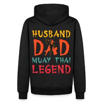 Mari Papa Muay Thai Légende - Sweat à capuche Premium bio Homme - noir - Dos - Nico (187cm)