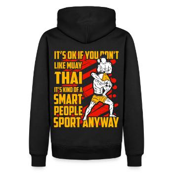 Citation amusante de Muay Thai - Sweat à capuche Premium bio Homme - noir - Dos - Nico (187cm)