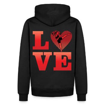 L’amour du Muay Thai - Sweat à capuche Premium bio Homme - noir - Dos - Nico (187cm)