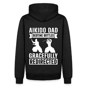 Aikido Papa Schlafenszeitkämpfe anmutig umgeleitet - Männer Premium Bio Hoodie - Schwarz - Hinten - Nico (187cm)