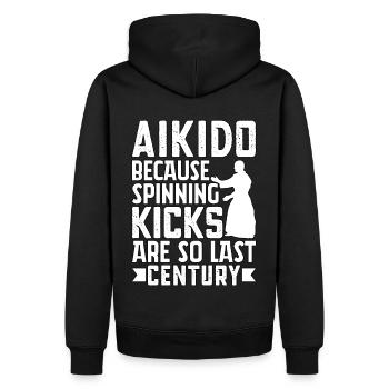 Aïkido parce que les coups de pied sont tellement du siècle dernier - Sweat à capuche Premium bio Homme - noir - Dos - Nico (187cm)