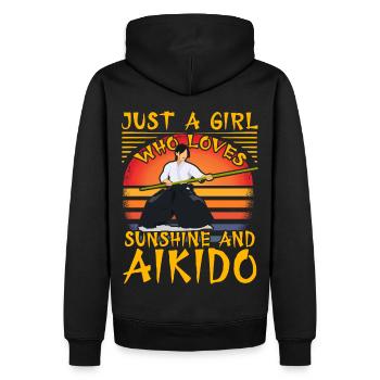 Nur ein Mädchen, das Sonnenschein und Aikido liebt - Männer Premium Bio Hoodie - Schwarz - Hinten - Nico (187cm)