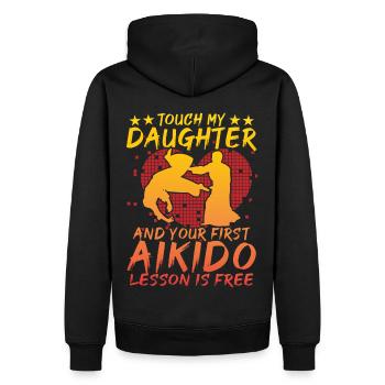 Touch my Daughter und deine erste Aikido-Stunde - Männer Premium Bio Hoodie - Schwarz - Hinten - Nico (187cm)
