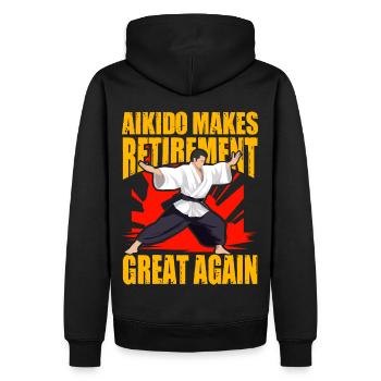 L’aïkido redonne sa grandeur à la retraite - Sweat à capuche Premium bio Homme - noir - Dos - Nico (187cm)