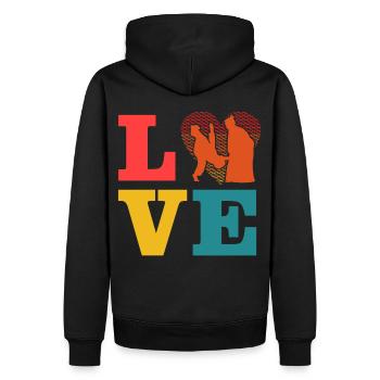 Aikido-Liebe - Männer Premium Bio Hoodie - Schwarz - Hinten - Nico (187cm)