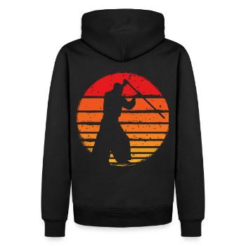 Aikido - Männer Premium Bio Hoodie - Schwarz - Hinten - Nico (187cm)