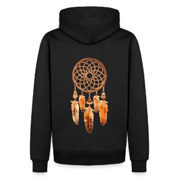 Boho Dream Catcher Feathers Tribal Art - Männer Premium Bio Hoodie - Schwarz - Hinten - Nico (187cm)