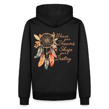 Weave Your Dreams Shape Your Destiny Feather Dream - Männer Premium Bio Hoodie - Schwarz - Hinten - Nico (187cm)