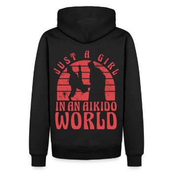 Juste une fille dans un monde d’aïkido - Sweat à capuche Premium bio Homme - noir - Dos - Nico (187cm)