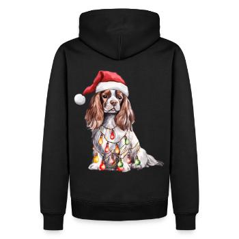 Cavalier King Charles Spaniel Dog Santa Hat Christ - Männer Premium Bio Hoodie - Schwarz - Hinten - Nico (187cm)