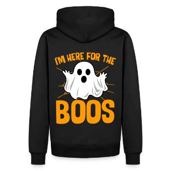 I'm Here For The Boos Funny Ghost Halloween Costum - Männer Premium Bio Hoodie - Schwarz - Hinten - Nico (187cm)