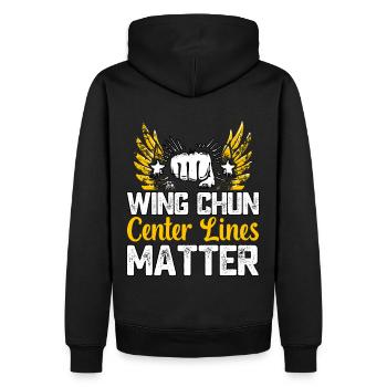 Wing Chun center lines matter - Men’s Premium Organic Hoodie - black - Back - Nico (187cm)