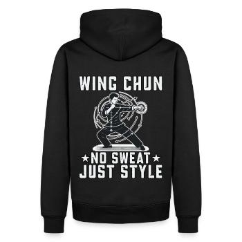 Wing Chun : pas de transpiration, juste du style - Sweat à capuche Premium bio Homme - noir - Dos - Nico (187cm)