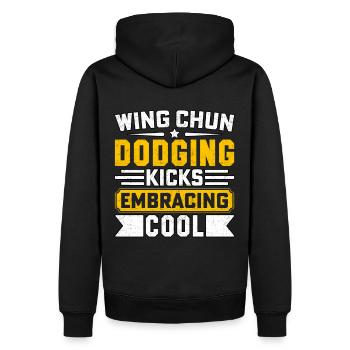 Wing Chun dodging kicks embracing cool - Men’s Premium Organic Hoodie - black - Back - Nico (187cm)