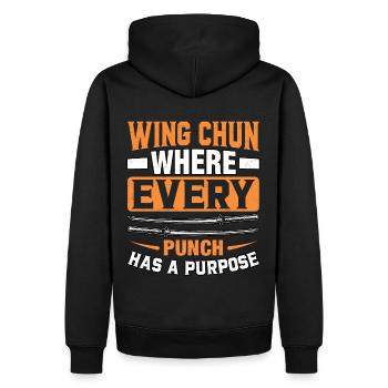 Wing Chun, wo jeder Schlag einen Zweck hat - Männer Premium Bio Hoodie - Schwarz - Hinten - Nico (187cm)