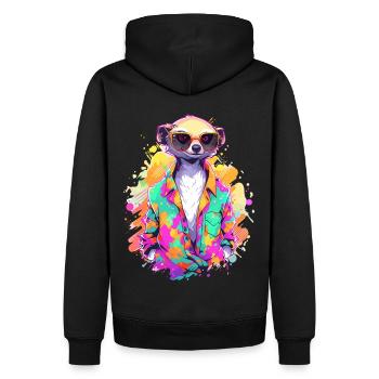 Suricate cool Sarfari amoureux de l’Afrique - Sweat à capuche Premium bio Homme - noir - Dos - Nico (187cm)