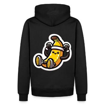 Bananen-Power: Fit mit Sit-Ups - Männer Premium Bio Hoodie - Schwarz - Hinten - Nico (187cm)