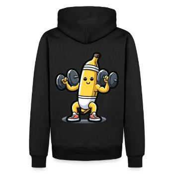 Workout Banana: Fitness Fun - Men’s Premium Organic Hoodie - black - Back - Nico (187cm)