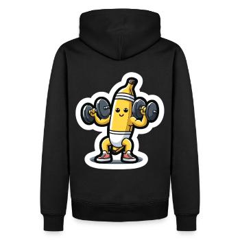 Banana Workout: Fitness Fun - Men’s Premium Organic Hoodie - black - Back - Nico (187cm)