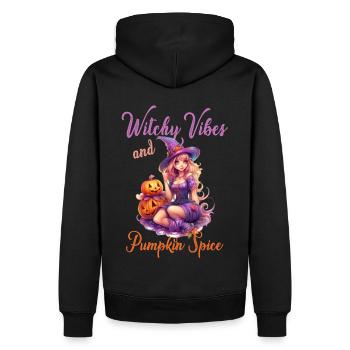 Witchy Vibes And Pumpkin Spice Beautiful Witch Gir - Männer Premium Bio Hoodie - Schwarz - Hinten - Nico (187cm)