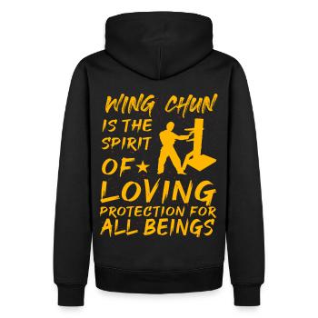 Wing Chun ist der Geist des liebevollen Schutzes für - Männer Premium Bio Hoodie - Schwarz - Hinten - Nico (187cm)