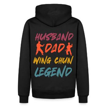 Ehemann Papa Wing Chun Legende - Männer Premium Bio Hoodie - Schwarz - Hinten - Nico (187cm)