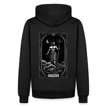 Poseidon Trident Tarot Card Greek Mythology Sea Go - Männer Premium Bio Hoodie - Schwarz - Hinten - Nico (187cm)