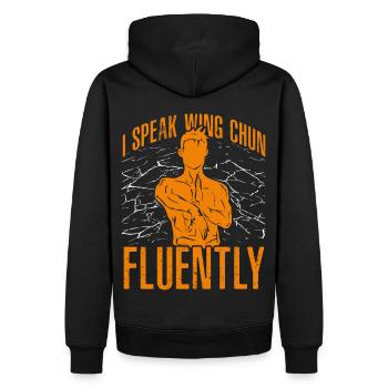 I speak Wing Chun fluently - Men’s Premium Organic Hoodie - black - Back - Nico (187cm)