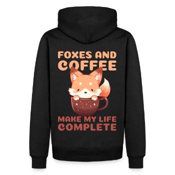 Foxes And Coffee Make My Life Complete Cute Fox Ca - Männer Premium Bio Hoodie - Schwarz - Hinten - Nico (187cm)