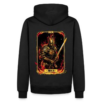Ares Tarot Card Ancient Greek God Warrior - Männer Premium Bio Hoodie - Schwarz - Hinten - Nico (187cm)