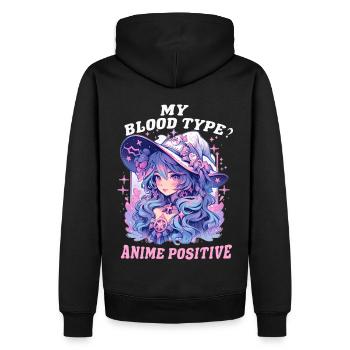 Blood Type Anime Funny Witch Japanese Otaku Witchc - Männer Premium Bio Hoodie - Schwarz - Hinten - Nico (187cm)